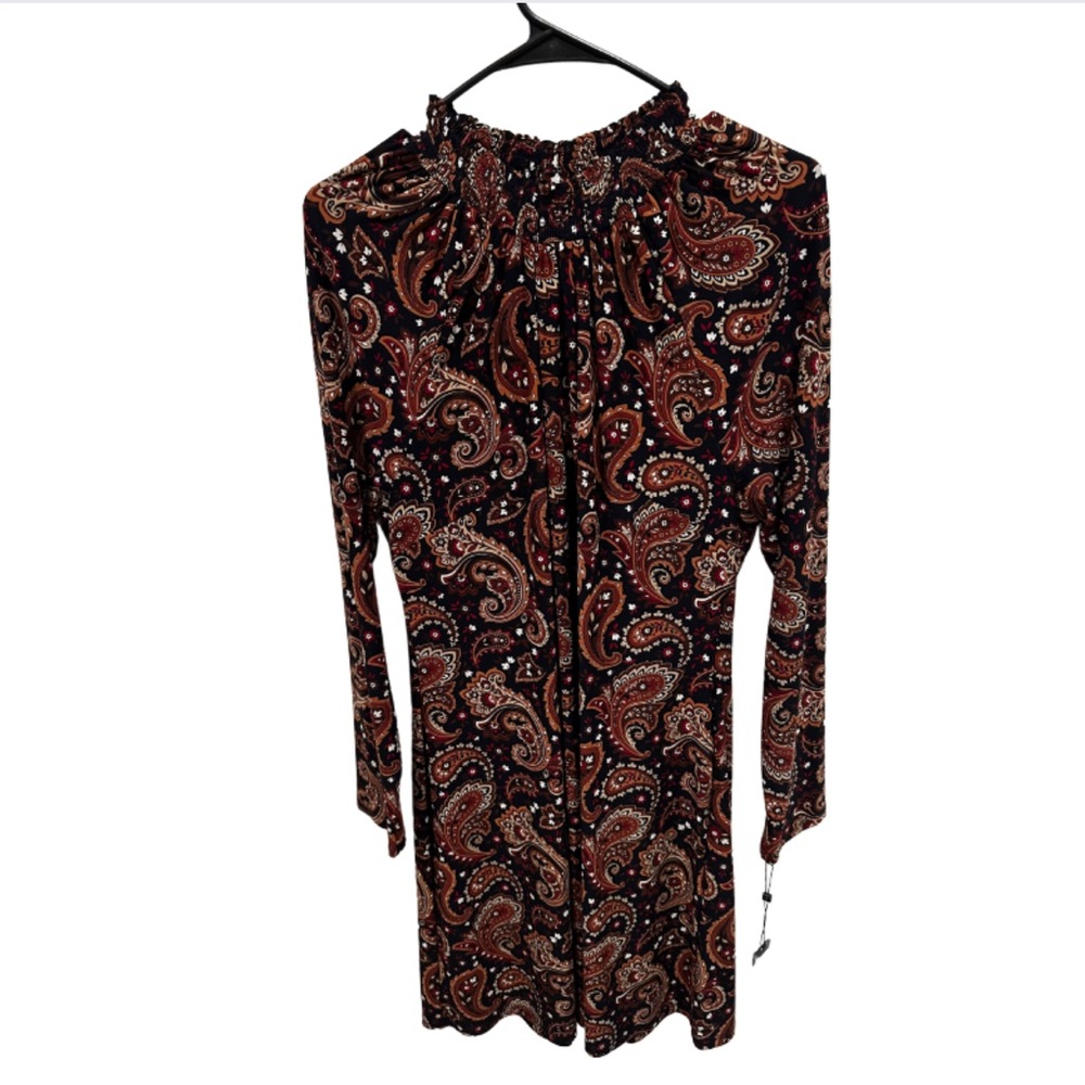NWT Tommy Hilfiger Paisley Long Sleeve Brown Dress Size 14